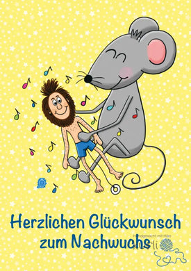 Postkarte Uffi Nachwuchs Gelb